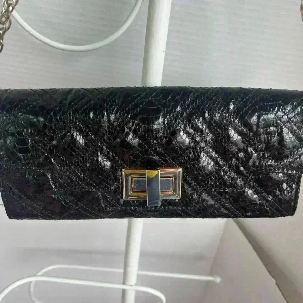 Sondra Roberts Clutch w/ Chain Strap Black… - Picture 3 of 8